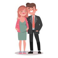 pregnant woman with husband drawing character.