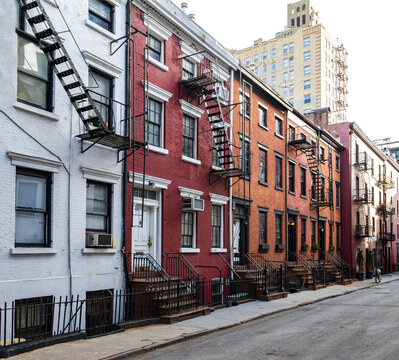 Block of historic apartment buildings on Gay Street in the West Village neighborhood of Manhattan in New York City