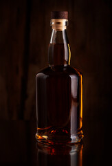 A bottle with an alcoholic drink
