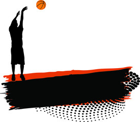 basketball player silhouette and banner