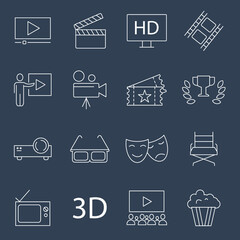 Cinema icons set . Cinema pack symbol vector elements for infographic web