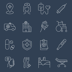 Medical Assistance icons set .Medical Assistance pack symbol vector elements for infographic web