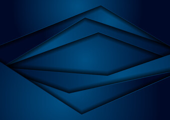 Abstract dark blue tech geometric corporate background. Vector design