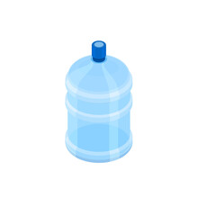 Full bottle of water on a white background. Flat 3d isometric illustration.