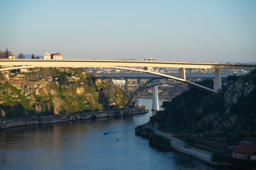 Naklejka na ściany i meble bridge over the river at sunset