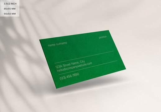 Minimal Business Card Mockup &ndash; Floating Card Presentation with Soft Shadow on Neutral Background for Elegant Branding Display