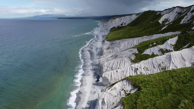 white cliffs on the ocean