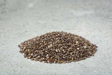 Chia seeds in bowl on the table.