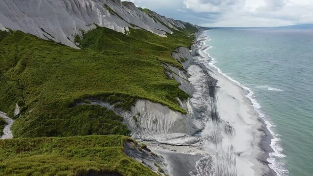 white cliffs on the ocean