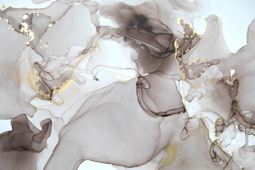 Alcohol ink, abstract ethereal fluid. Brown marble