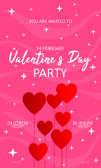 Happy valentines day party flyer. background for banner template. editable vektör.