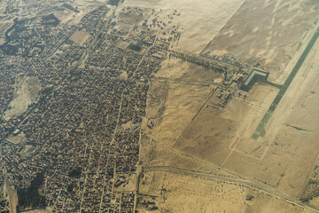 Aerial view of the desert, tozeur and its palm grove- western Tunisia - Tunisia