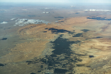 Aerial view of the desert, tozeur and its palm grove- western Tunisia - Tunisia