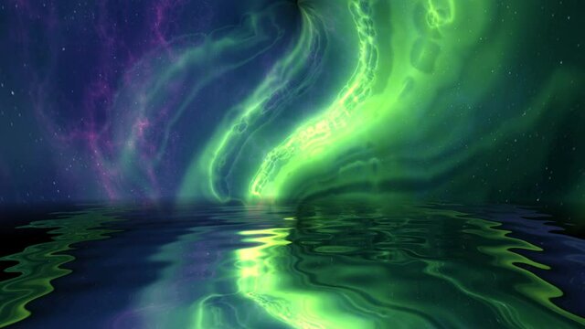 Space Universe With Stars And Galaxies reflected in water