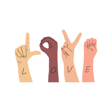 American sign language lettering love. ASL illustration. Perfect for sublimation printing on t shirt, mug, dish towel, for poster, card web design and more