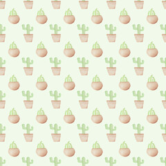 Watercolor Decorative Plants Seamless Pattern