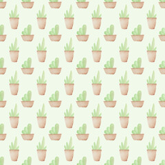 Watercolor Decorative Plants Seamless Pattern