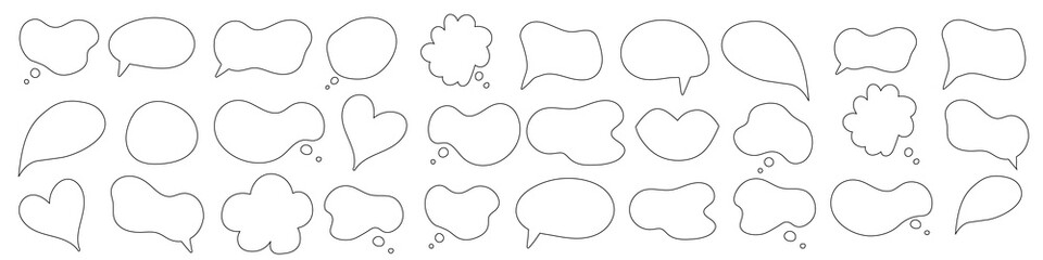 Speech bubble phrases hand draw big set . Online chat clouds with different words comments information shapes vector isolated on white background. Stock illustration