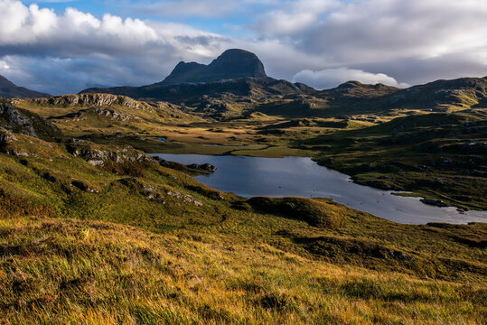 View towards Suilven Mountain in Scottish Highlands