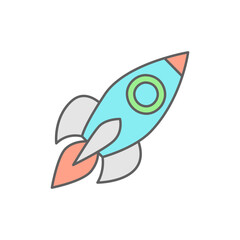 Launch icon in color icon, isolated on white background 