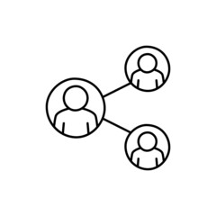 Social reach Icon  in black line style icon, style isolated on white background