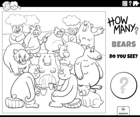 counting cartoon bears educational task coloring book page