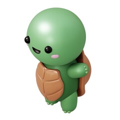 Turtle cute character cartoon 3D illustration.