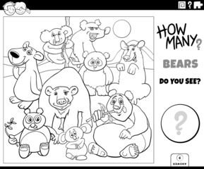 counting cartoon bears educational game coloring book page