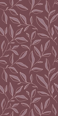Seamless monochrome pattern with doodle leaves. Vector floral background with stylized tree branches.