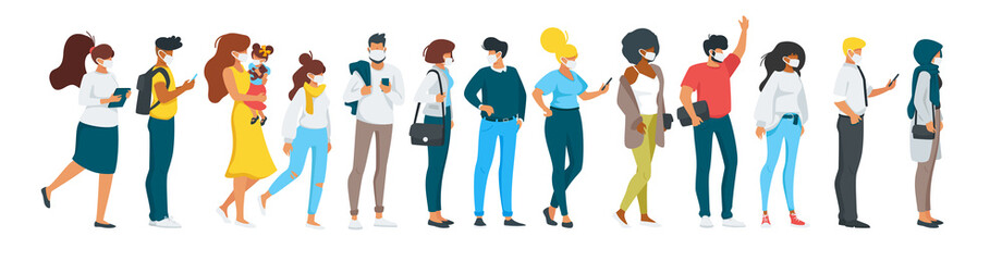 Fototapeta premium Vector flat style set of standing people