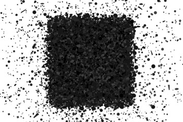 Square complicated shape. Confetti on white. Intricate pattern for design. Background with glitters. Print for polygraphy, posters, banners and textiles. Greeting cards