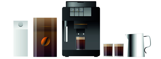 Vector coffee machine. Premium quality vector graphics for your business.
