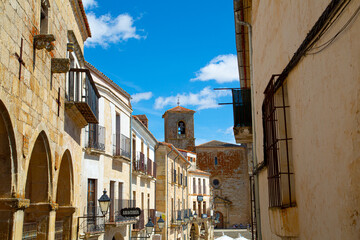 Medieval narrow streets with cobblestones in Trujillo, Spain
