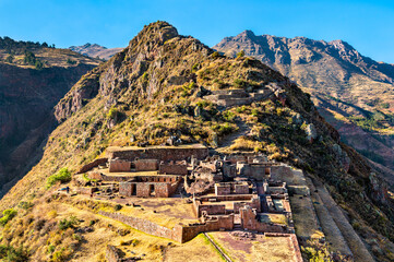 Pisac archaeological complex in the Sacred Valley of the Incas in Peru
