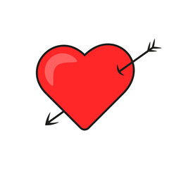 heart with an arrow cupid in love in groove style valentines day