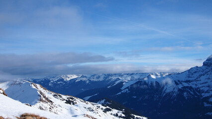 Fototapeta premium Magnificent view of the French Alps in winter, France