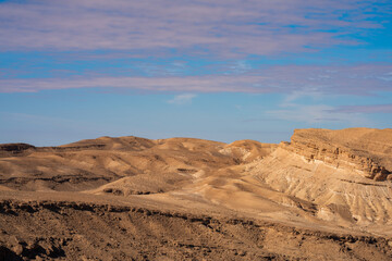 view of South mountain in western Tunisia close to Sahara -Tozeur governorate - Tunisia 
