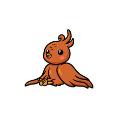 Cute little phoenix cartoon sitting