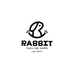 monoline rabbit logo icon vector template