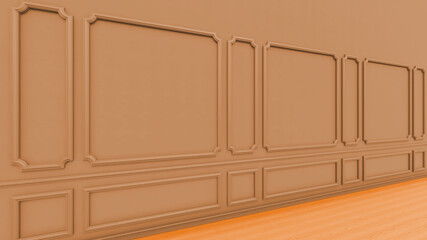 Interior wall with worked wooden molds 3d image old classic victorian architecture