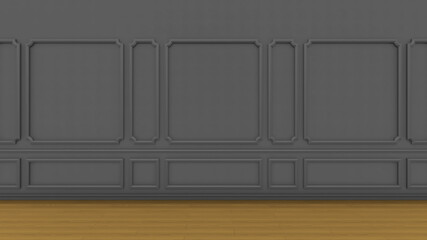 Interior wall with worked wooden molds 3d image old classic victorian architecture