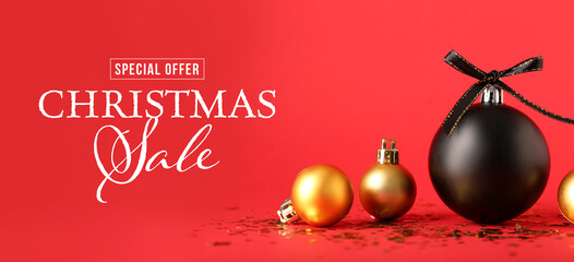 Naklejka premium Advertising banner for Christmas sale