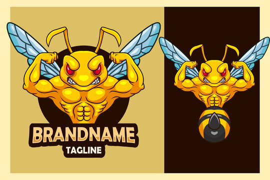 Cartoon strong hornet design template
