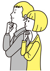 男女　横顔　夫婦　腕組み