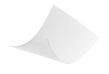 Blank flying paper sheet on white background