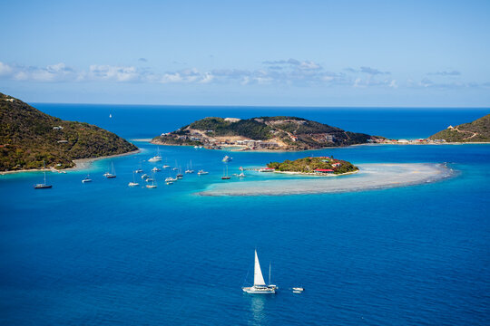 Sailboats and Marina Cay. British Virgin Islands Caribbean