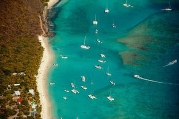 White Bay, Jost Van Dyke and the Club Med Sailboat. British Virgin Islands Caribbean