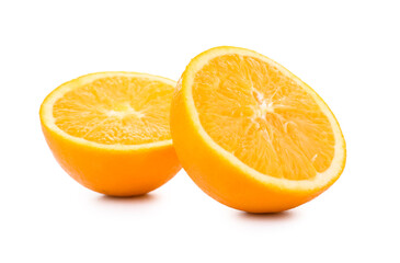 Fresh cut orange on white background
