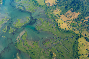 Fototapeta na wymiar Farming and Tidal Flats Nicoya Peninsula Costa Rica