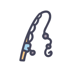 fishing rod color vector doodle simple icon